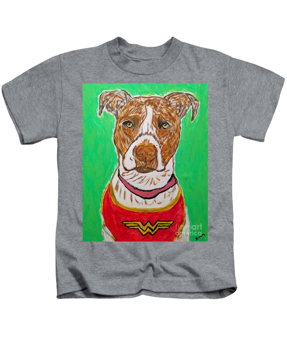 Dog Kids T-Shirt featuring the painting W Boy by Ania M Milo