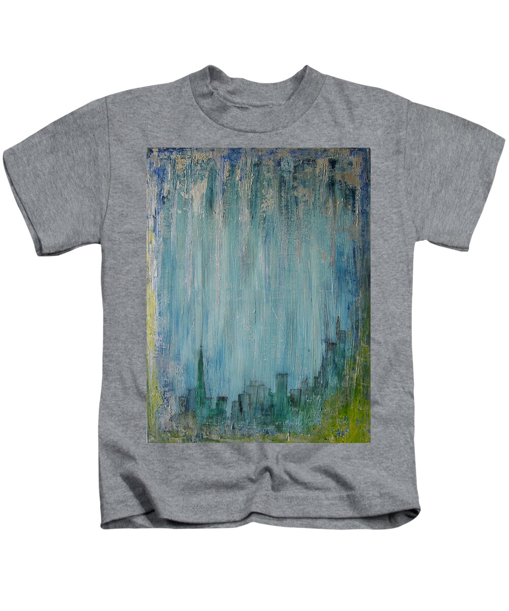 Abstract Painting Kids T-Shirt featuring the painting W17 - rain heart by KUNST MIT HERZ Art with heart