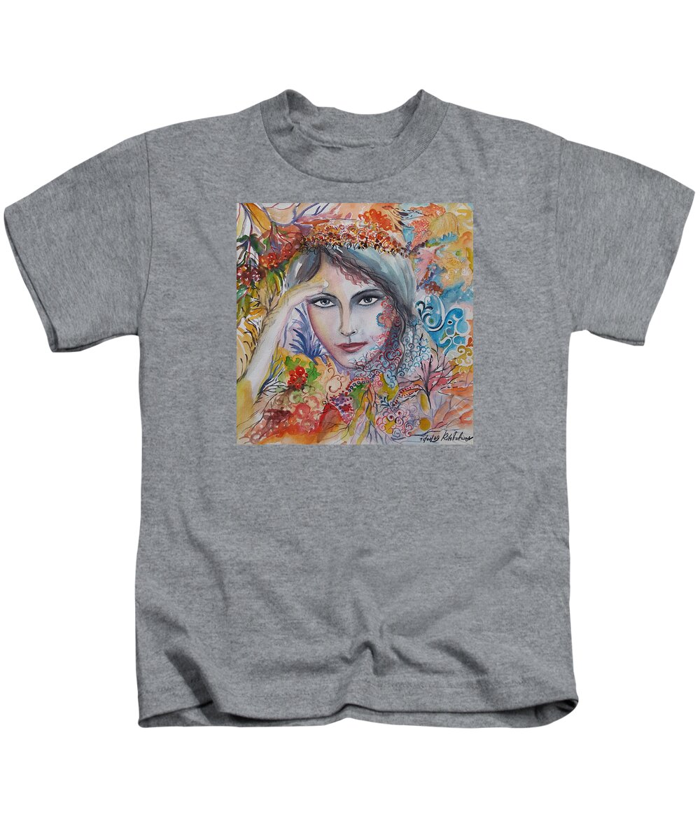 Autumn Kids T-Shirt featuring the painting Warm Autumn by Rita Fetisov
