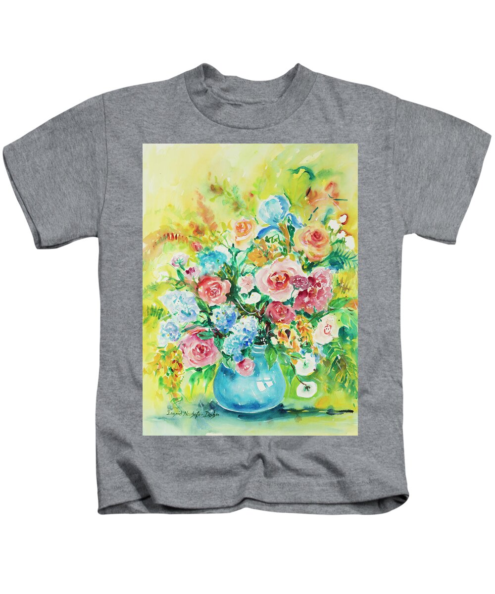 Flowers Kids T-Shirt featuring the painting Watercolor Series 120 by Ingrid Dohm