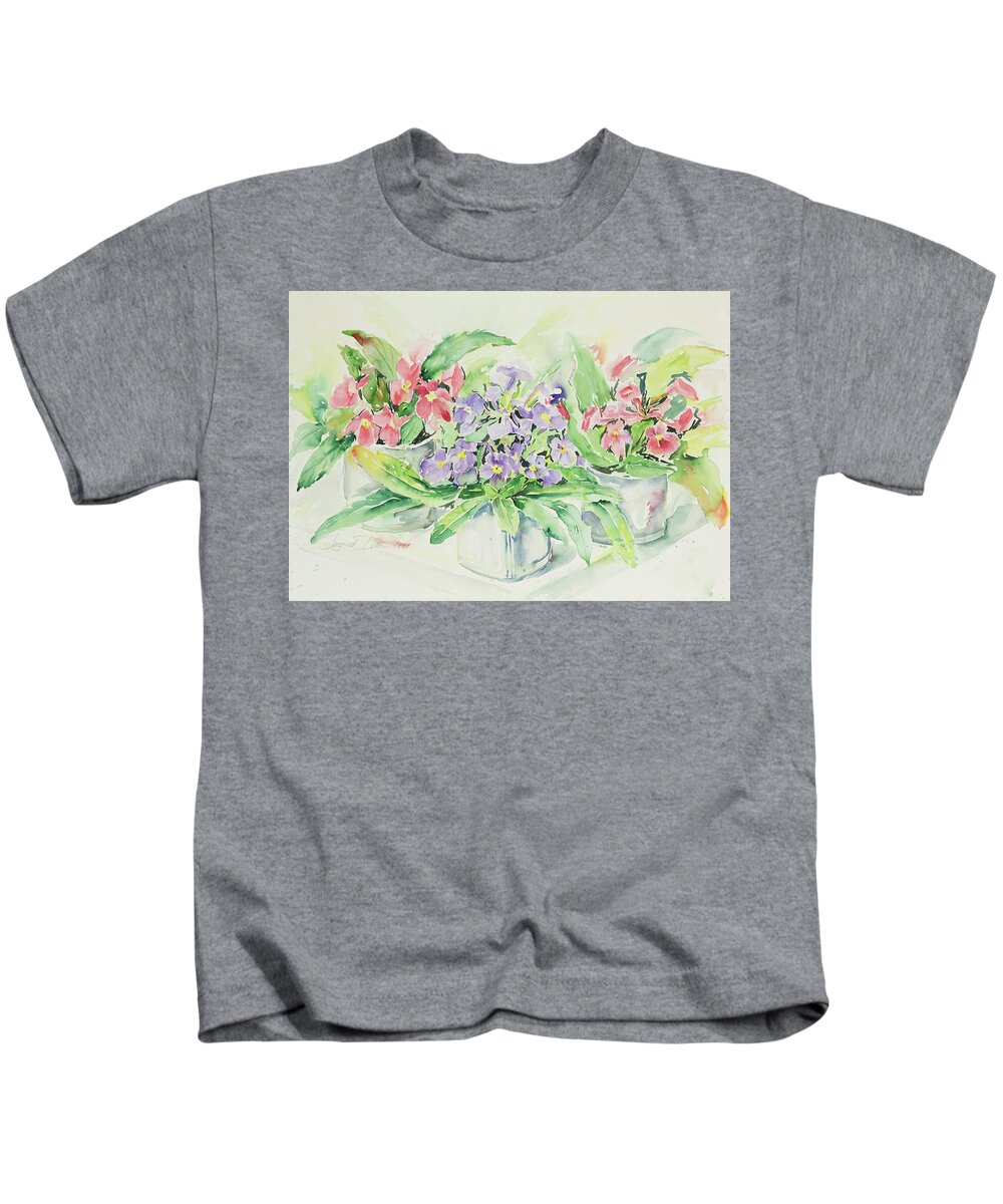 Flowers Kids T-Shirt featuring the painting Watercolor Series 197 by Ingrid Dohm