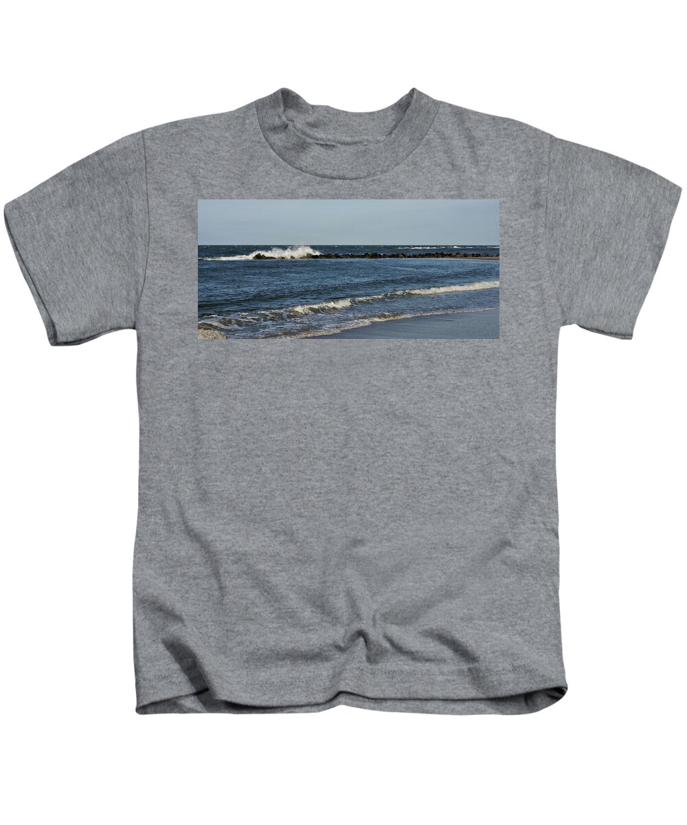 Beach Kids T-Shirt featuring the photograph Waves by Sandy Keeton