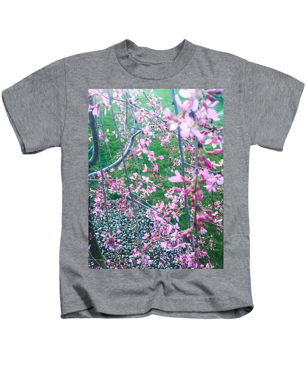 Michigan Spring Kids T-Shirt featuring the photograph Weeping Cherry In Bloom by Jennifer Kohler