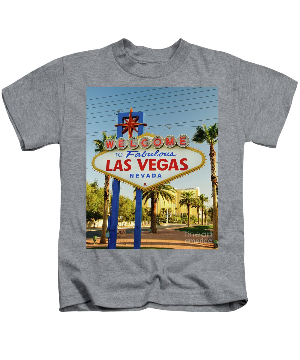 Cards Kids T-Shirt featuring the photograph Welcome to Las Vegas by Charles Dobbs