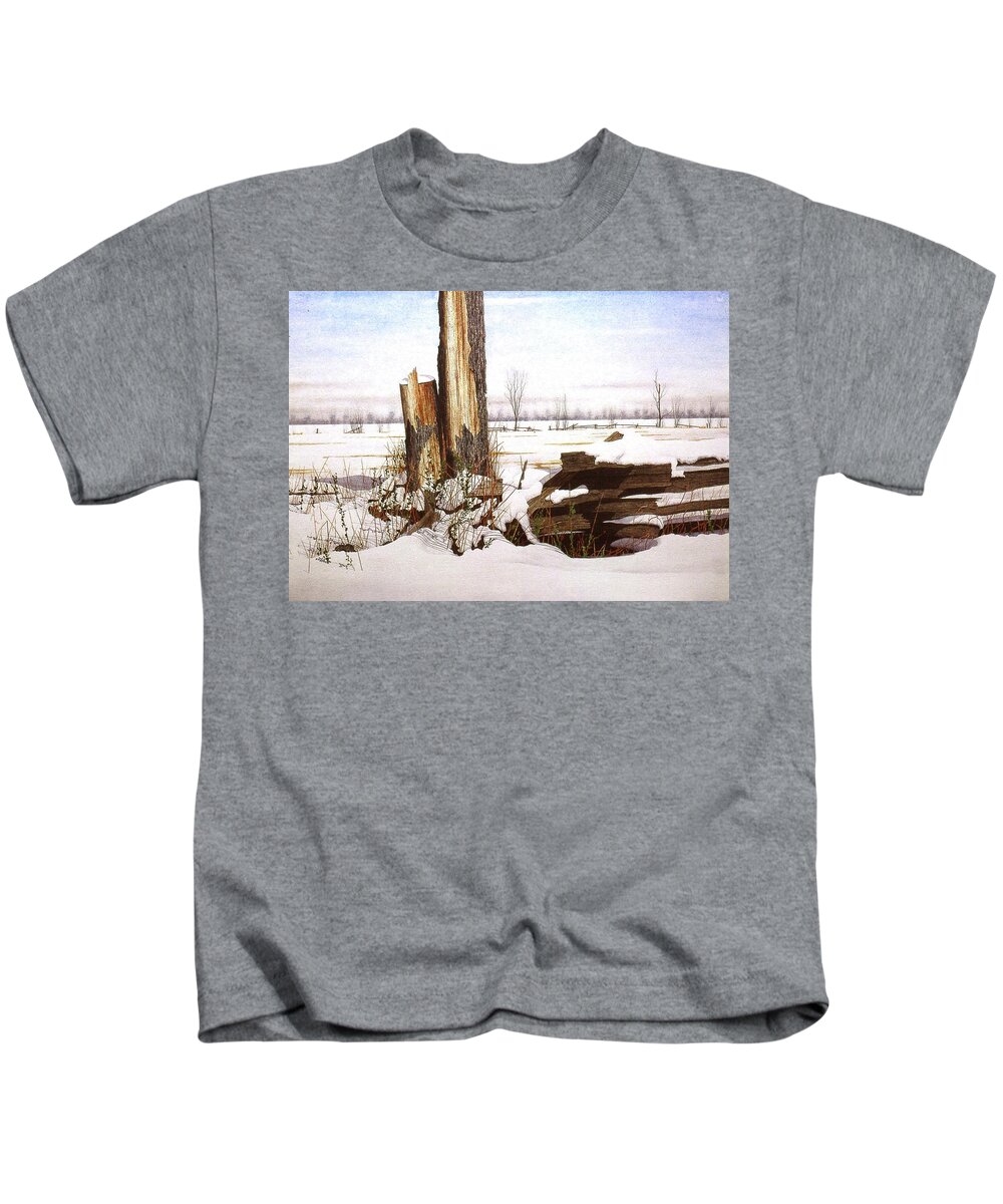 Snow Kids T-Shirt featuring the painting Wet Snow by Conrad Mieschke