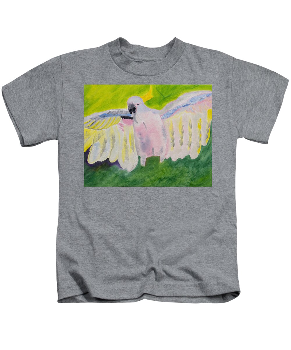 Cockatoo Kids T-Shirt featuring the painting Pastel Feathered Cockatoo by Meryl Goudey