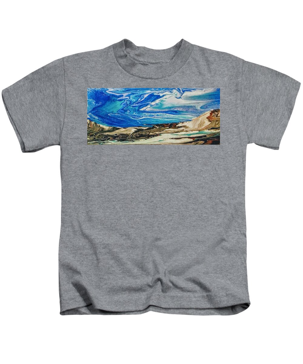 Acrylic Kids T-Shirt featuring the painting Wiinter at the Beach by Betsy Carlson Cross
