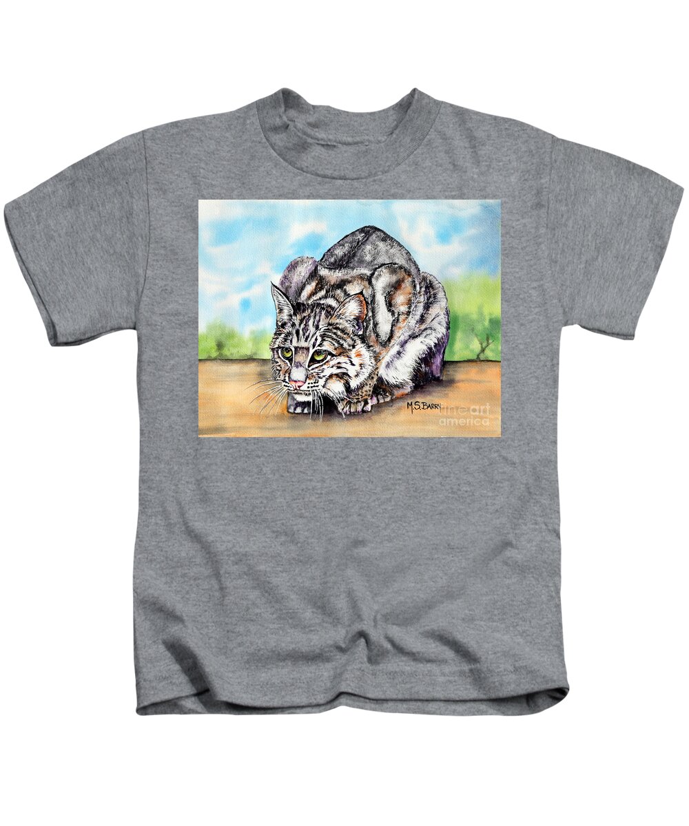 Bobcat Kids T-Shirt featuring the painting Willow by Maria Barry