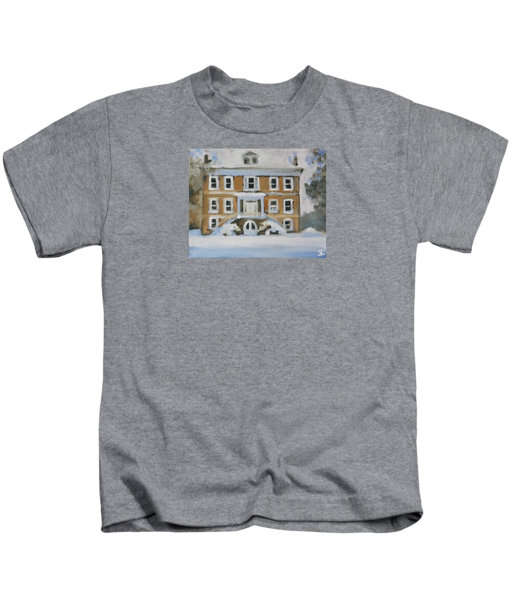 House Kids T-Shirt featuring the painting Willowbank in Winter by Sarah Lynch