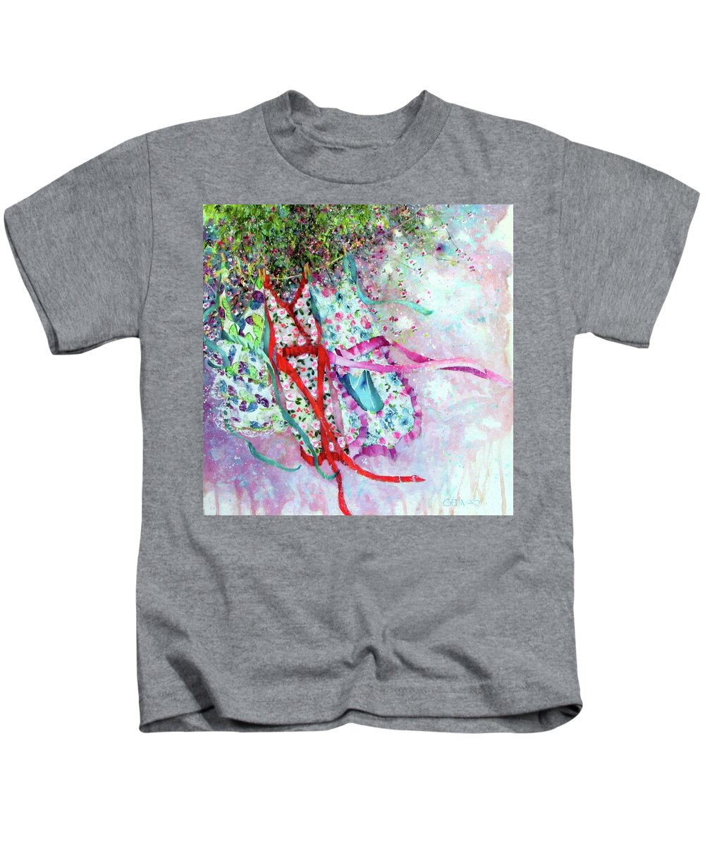 Clothesline Kids T-Shirt featuring the painting Wind Of Summer by Nicole Gelinas