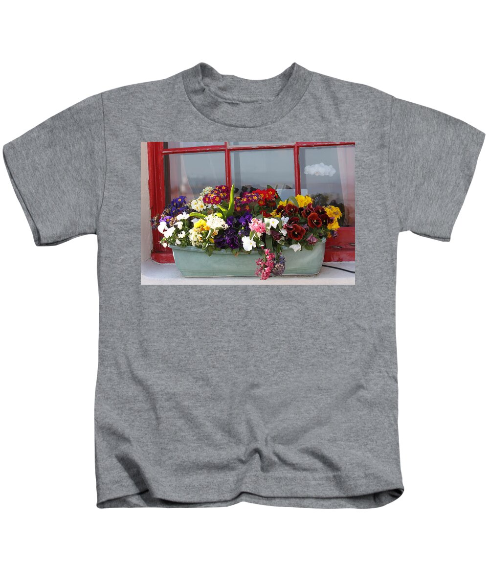 Flowers Kids T-Shirt featuring the photograph Window Flowers by Lauri Novak
