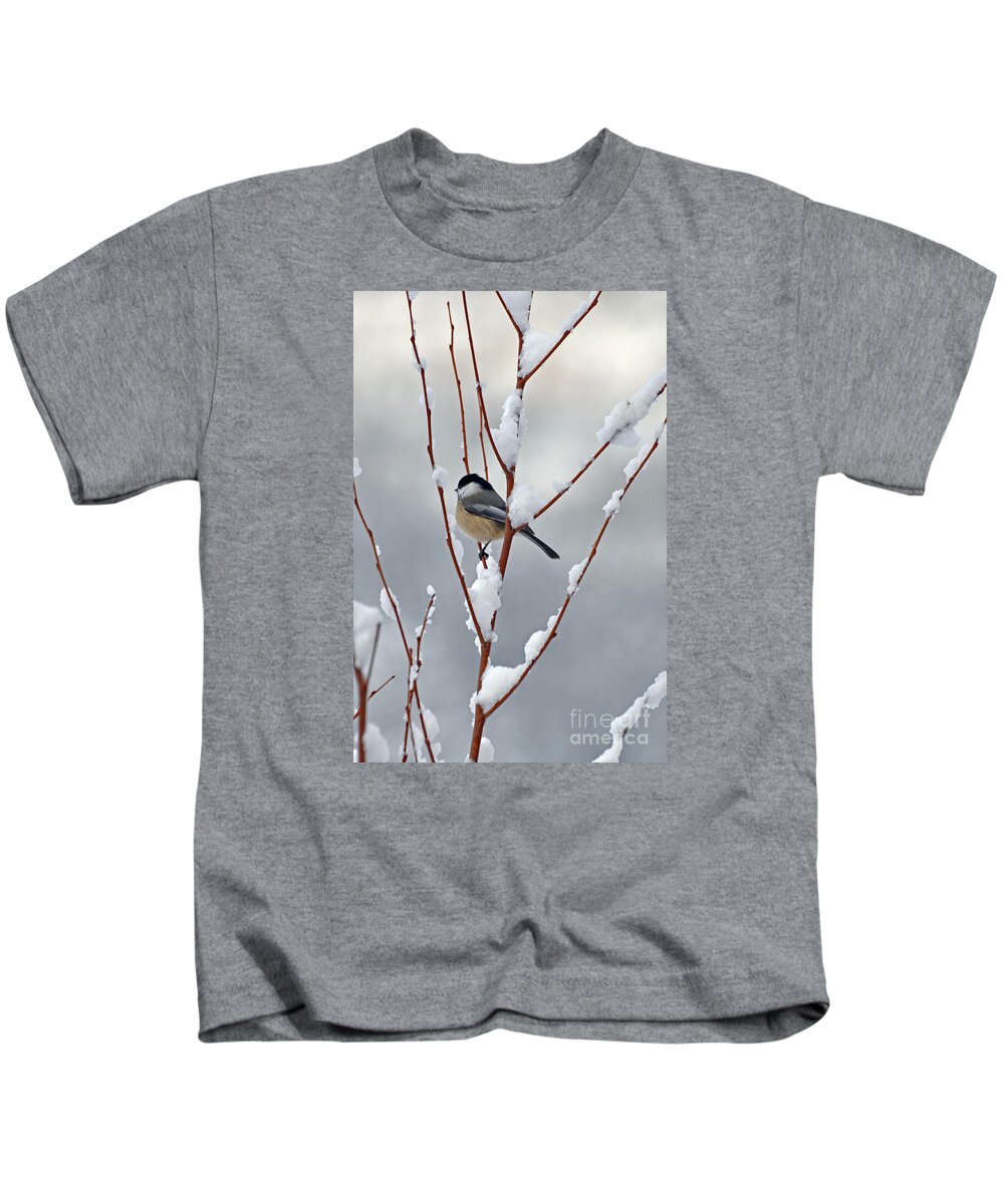 Berry Kids T-Shirt featuring the photograph Winter Chickadee by Diane E Berry