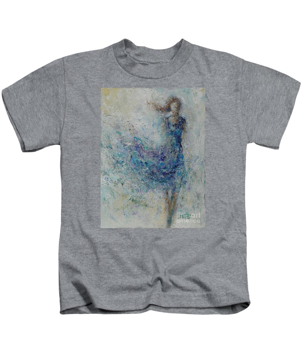 Wind Kids T-Shirt featuring the painting Woman in the Wind by Dan Campbell