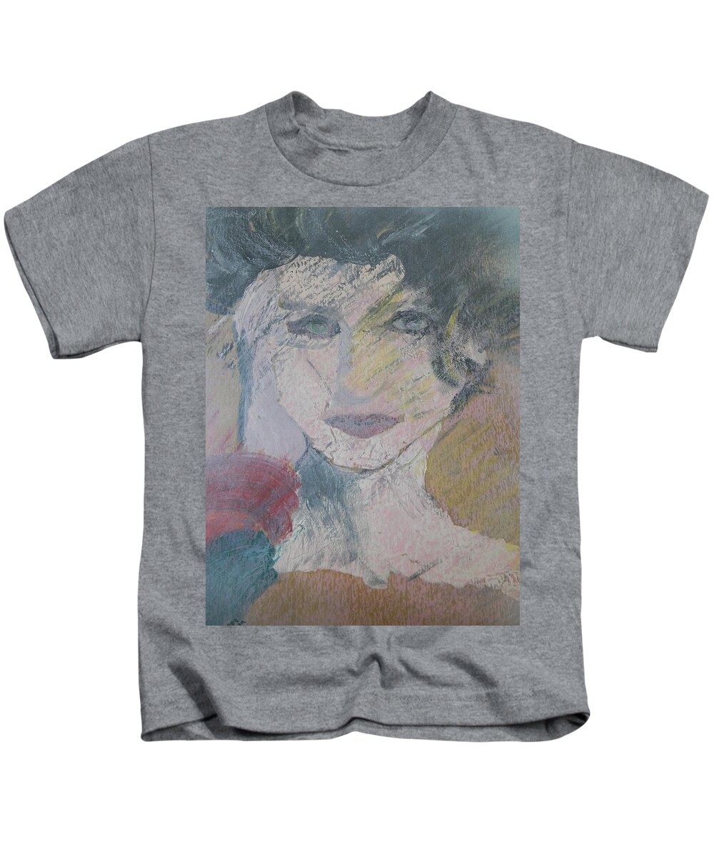 Portrait Kids T-Shirt featuring the painting Woman's Portrait - Untitled by Marwan George Khoury