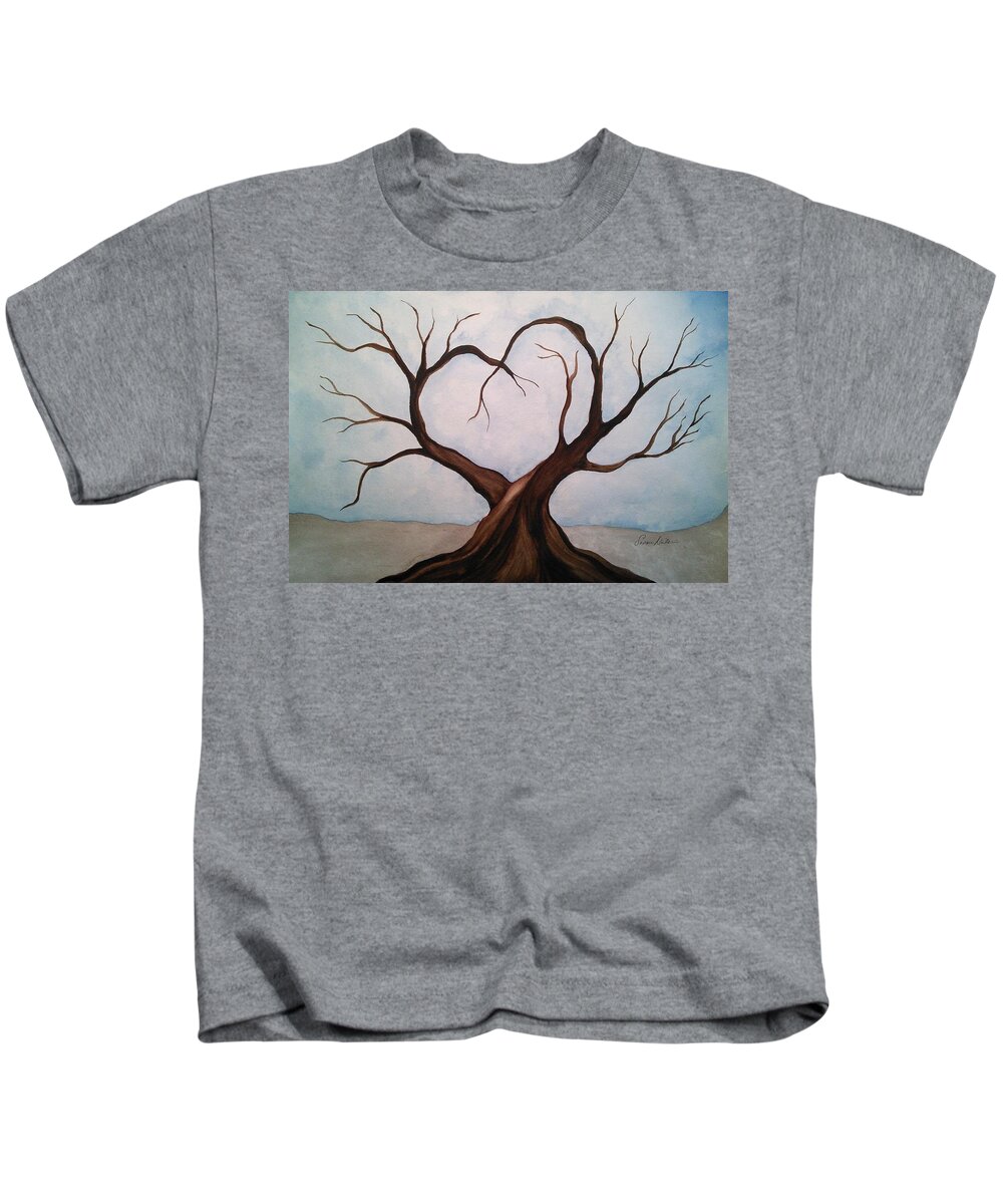 Tree Kids T-Shirt featuring the painting Wounded Heart by Susan Nielsen