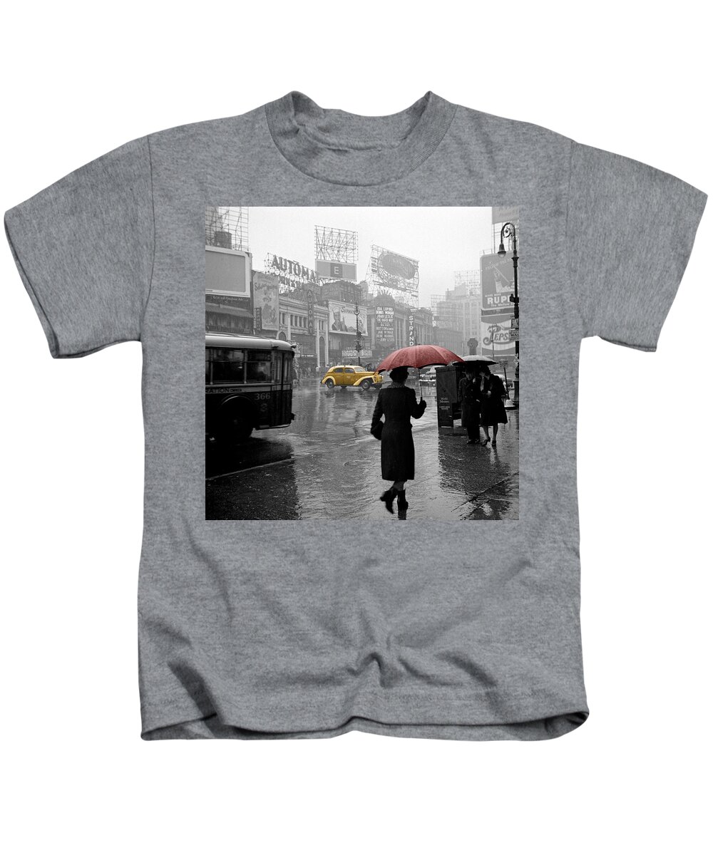 Times Square Kids T-Shirt featuring the photograph Yellow Cabs New York 2 by Andrew Fare