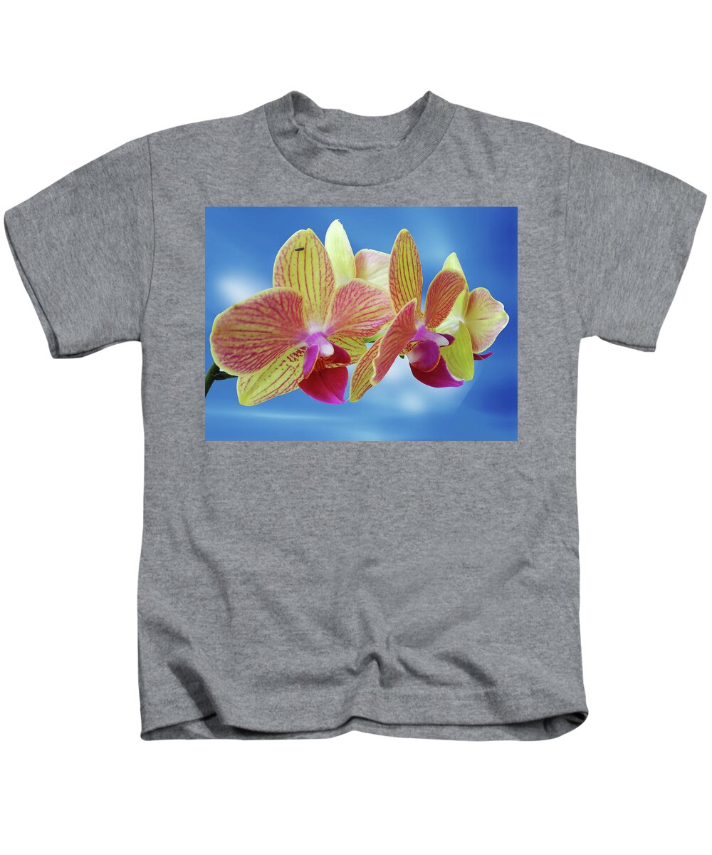 Blossom Kids T-Shirt featuring the photograph Yellow Orchid Flower by Ridwan Photography