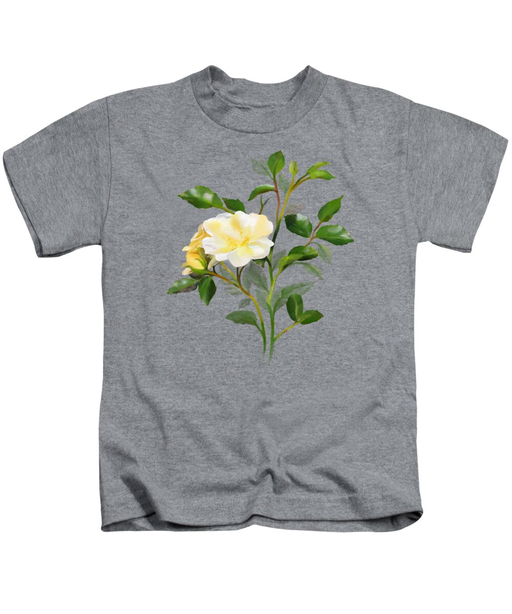 Rose Kids T-Shirt featuring the painting Yellow Watercolor Rose by Ivana Westin