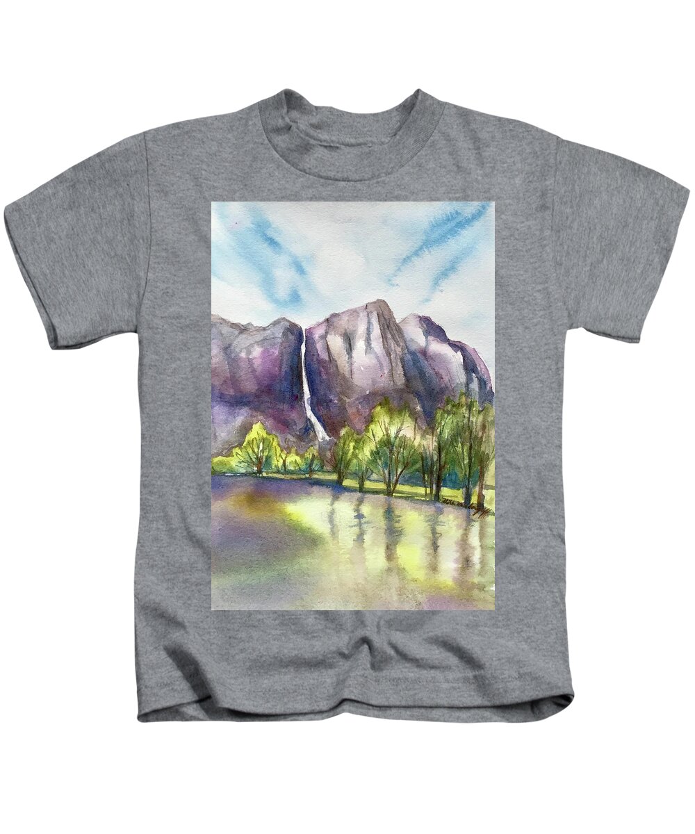 Yosemite Kids T-Shirt featuring the painting Yosemite by Hilda Vandergriff