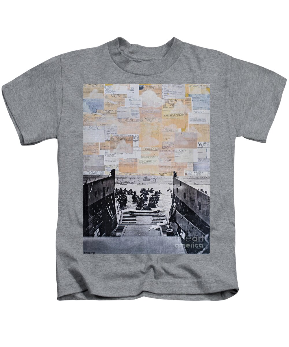 Dday Kids T-Shirt featuring the mixed media Operation Overlord by SORROW Gallery