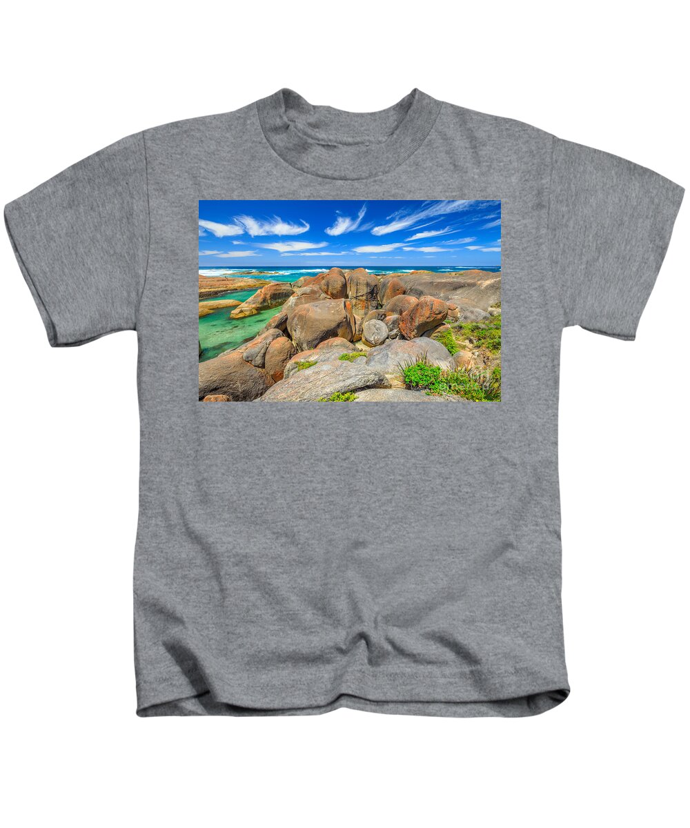 Western Australia Kids T-Shirt featuring the photograph Elephant Rocks Walk #1 by Benny Marty