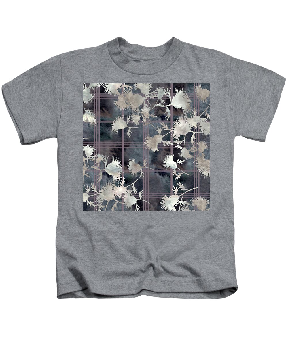 Thistle Kids T-Shirt featuring the digital art Thistle Plaid by Sand And Chi