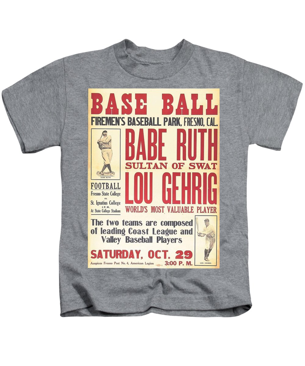 1927 Babe Ruth and Lou Gehrig Tour Broadside baseball Kids T-Shirt by  Redemption Road - Fine Art America
