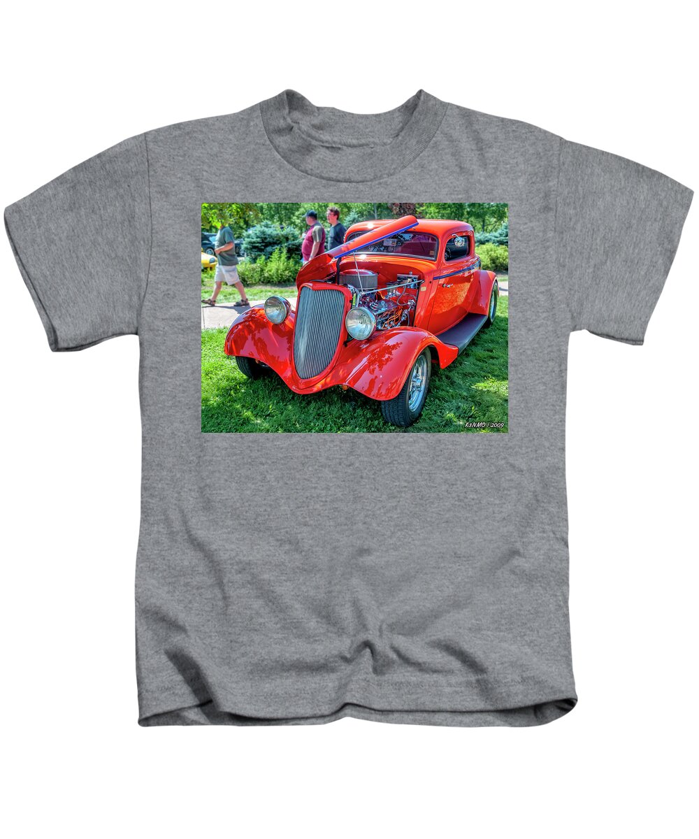 1934 Kids T-Shirt featuring the photograph 1934 Ford 3 window coupe hot rod by Ken Morris
