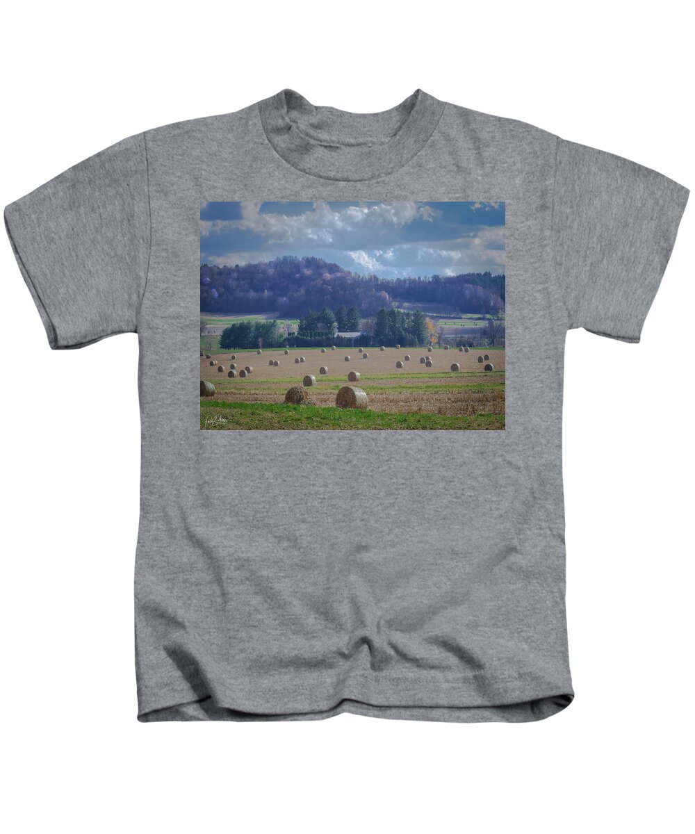 Hay Kids T-Shirt featuring the photograph Hay Bale Harvest #2 by Phil S Addis