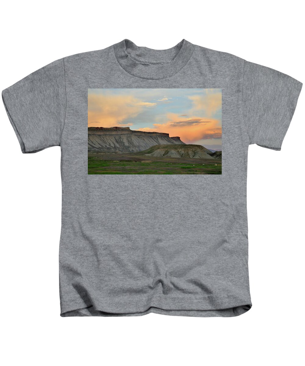 Book Cliffs Kids T-Shirt featuring the photograph Sunset Clouds over Book Cliffs #3 by Ray Mathis