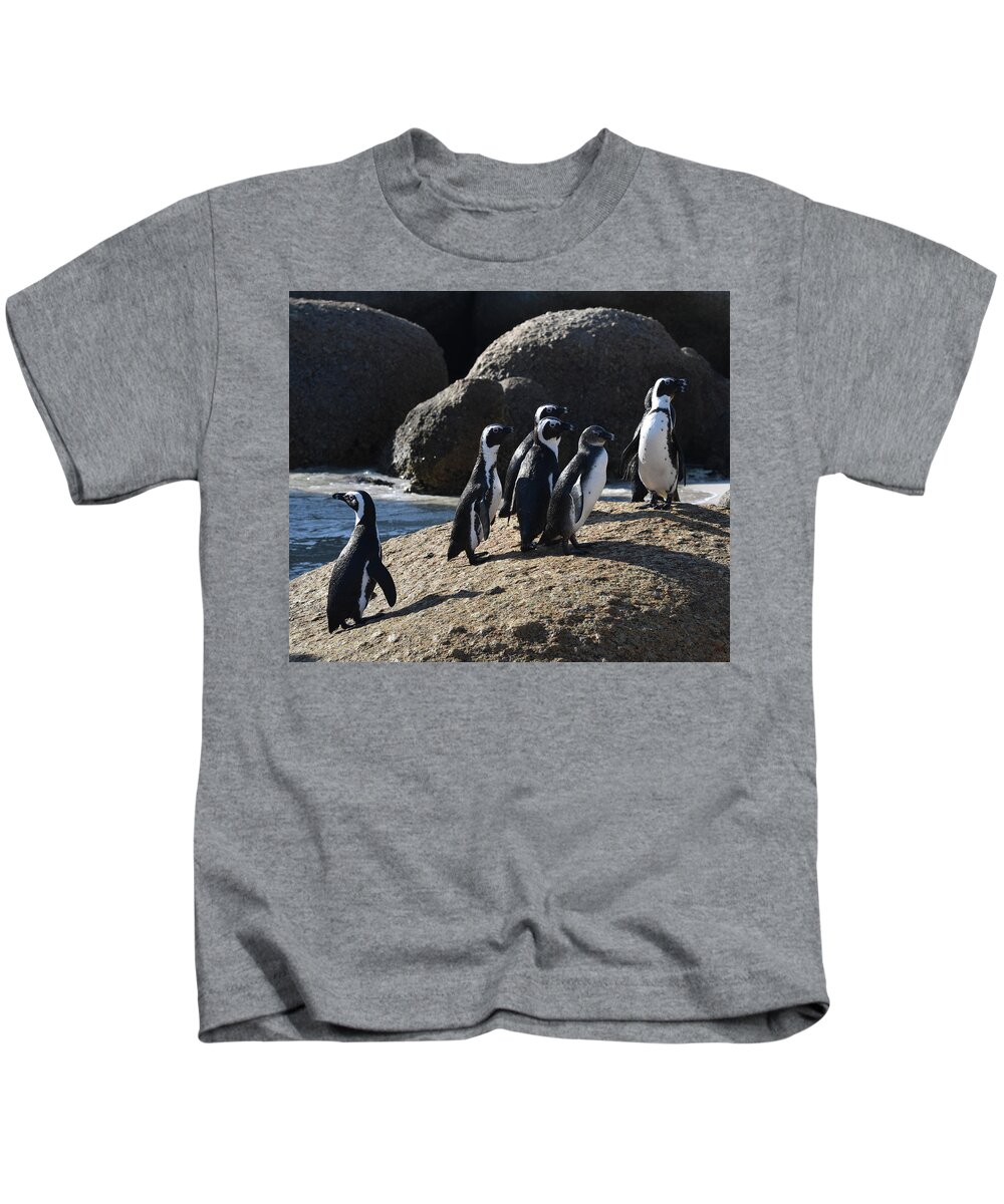 Penguin Kids T-Shirt featuring the photograph African Penguins by Ben Foster