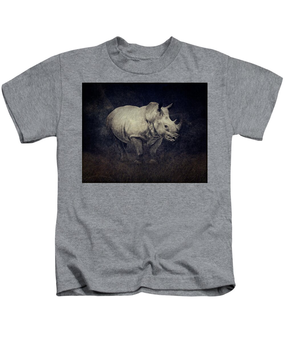 African Kids T-Shirt featuring the digital art African White Rhinoceros by Sandra Selle Rodriguez