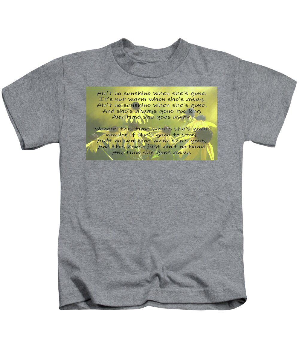 Black Eyed Susan Kids T-Shirt featuring the photograph Ain't No Sunshine When She's Gone by Leslie Montgomery