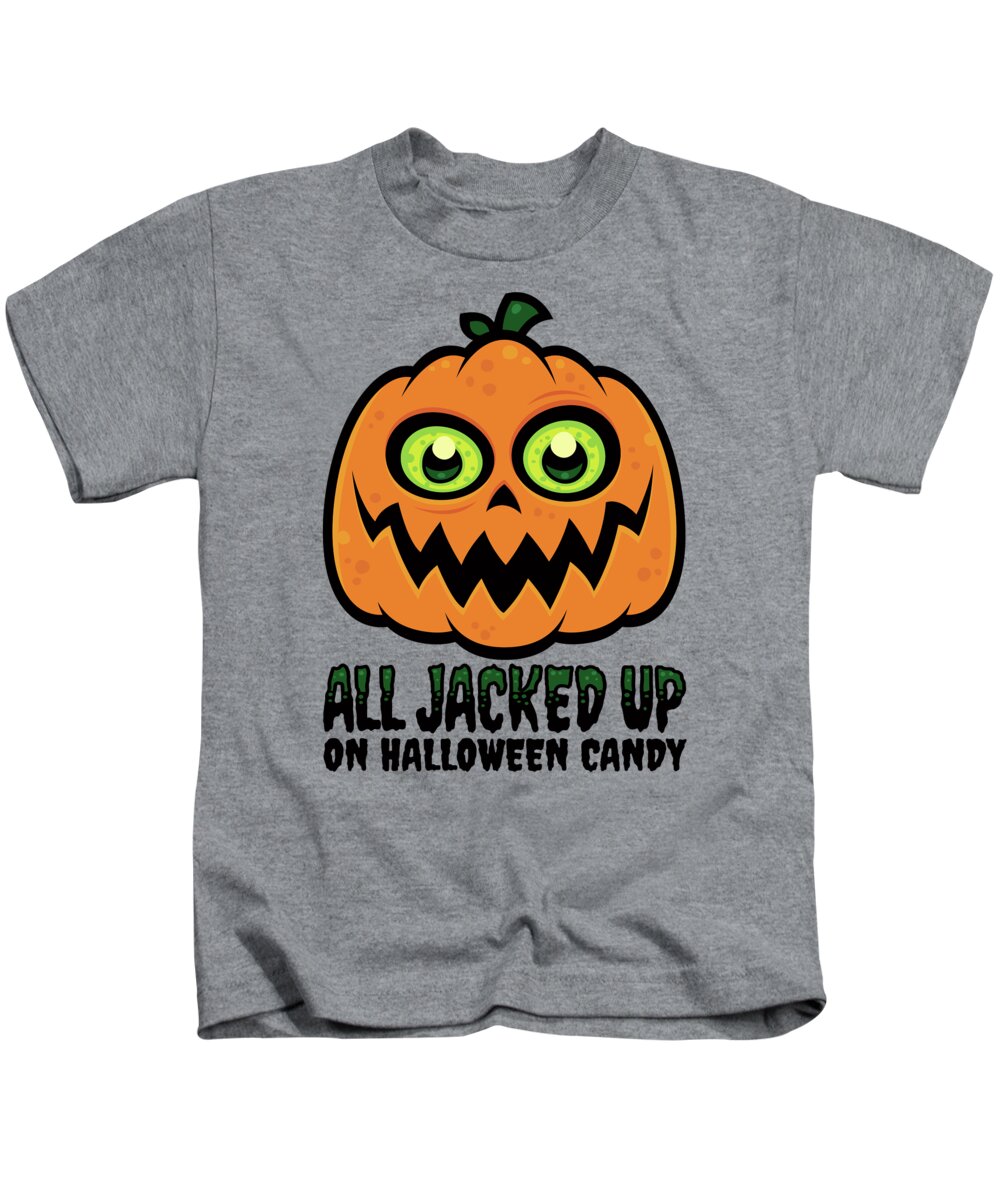 Cartoon Kids T-Shirt featuring the digital art All Jacked Up on Halloween Candy Jack-O'-Lantern by John Schwegel