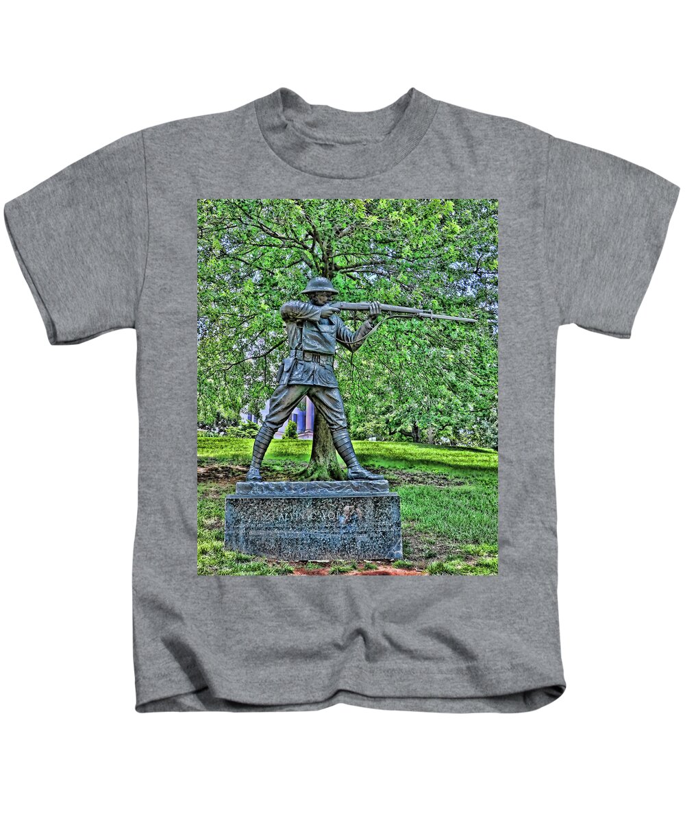 Alvin Kids T-Shirt featuring the photograph Alvin C York Statue - Nashville by Allen Beatty