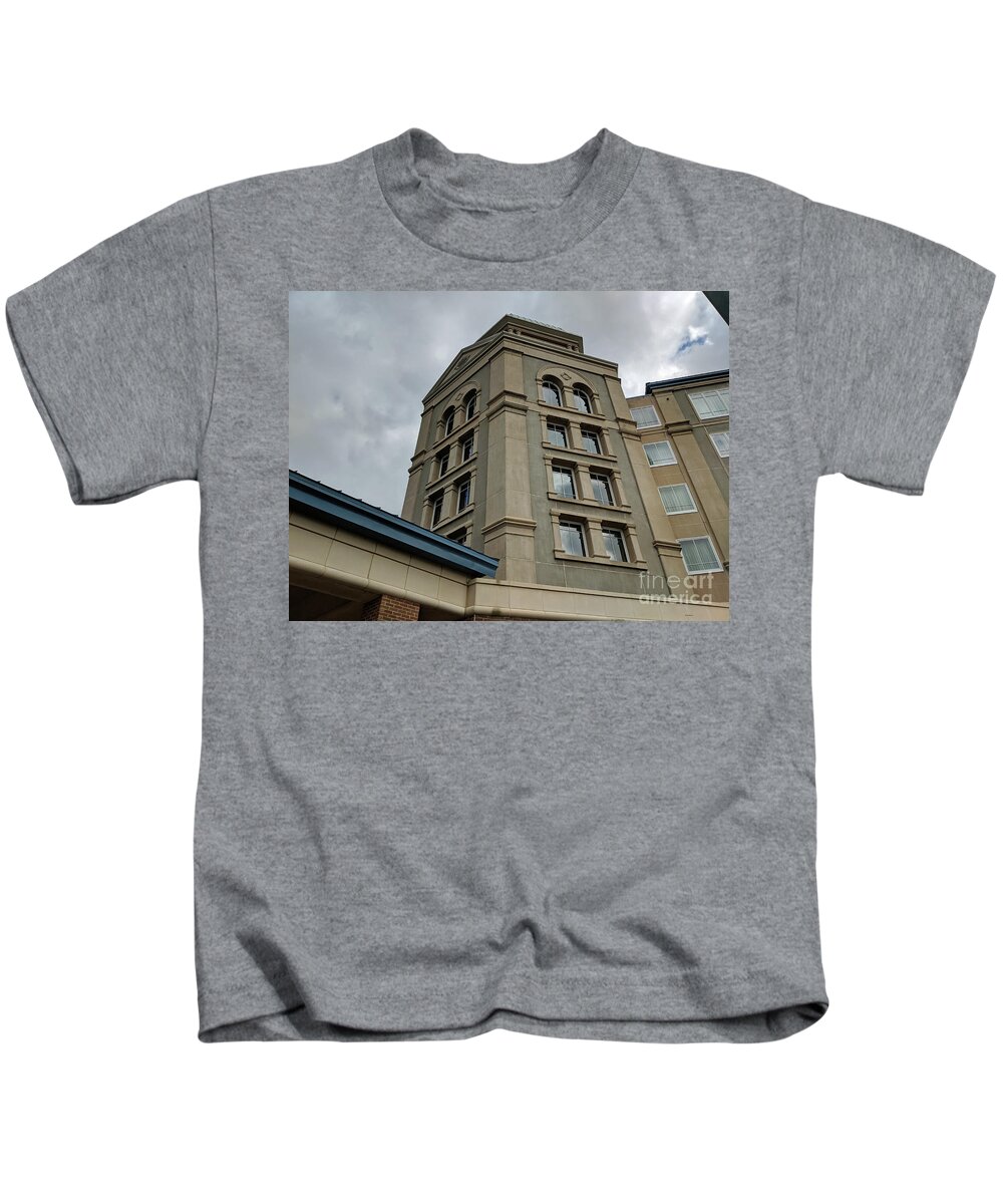 Architecture Kids T-Shirt featuring the photograph Architecture in the Clouds by Roberta Byram