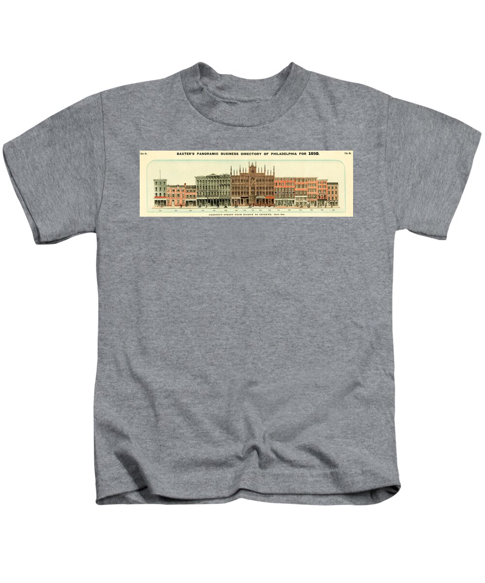 Philadelphia Kids T-Shirt featuring the mixed media Baxter's Panoramic Business Directory by Dewitt Clinton Baxter