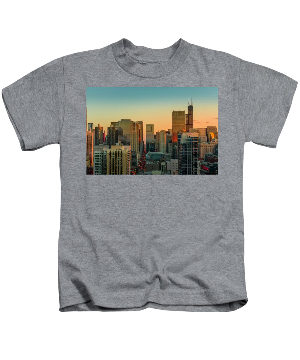 Chicago Kids T-Shirt featuring the photograph Beautiful Sunset - Chicago, IL by Bobby K