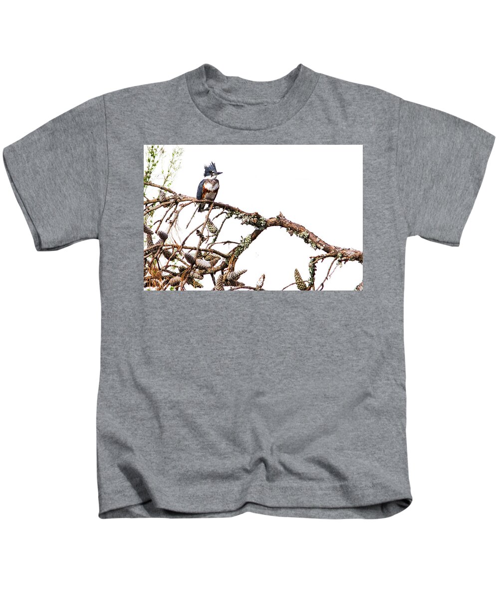 Kingfisher Kids T-Shirt featuring the photograph Belted Kingfisher by Bob Decker