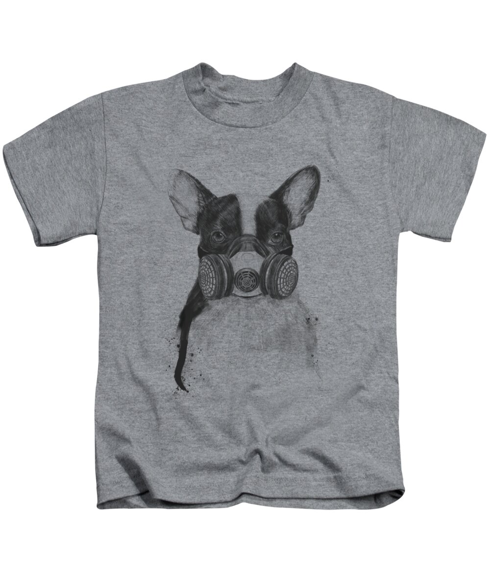 Dog Kids T-Shirt featuring the drawing Big city life by Balazs Solti