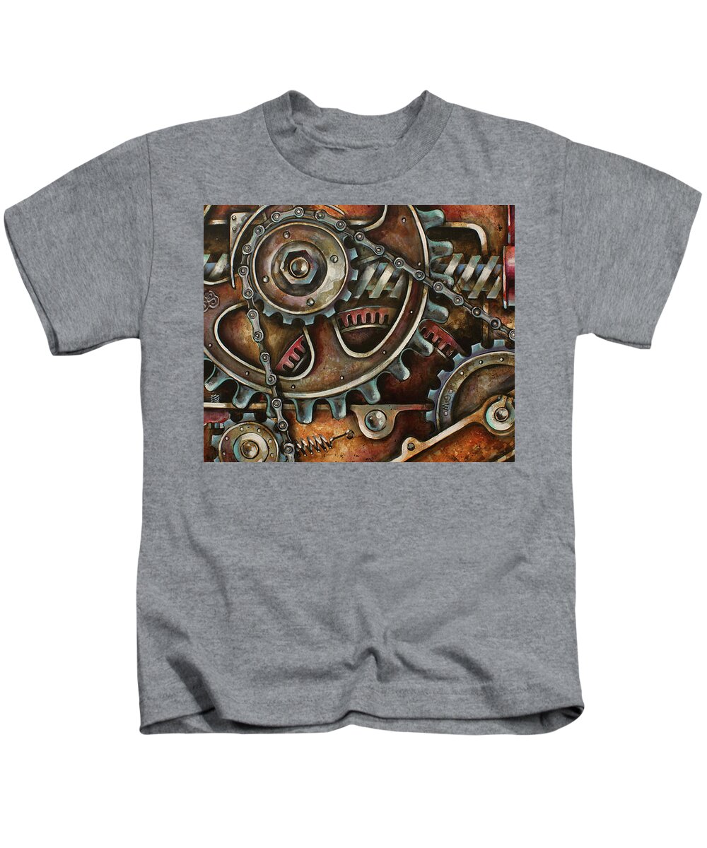 Steam Punk Kids T-Shirt featuring the painting Blue Harmony 2 by Michael Lang