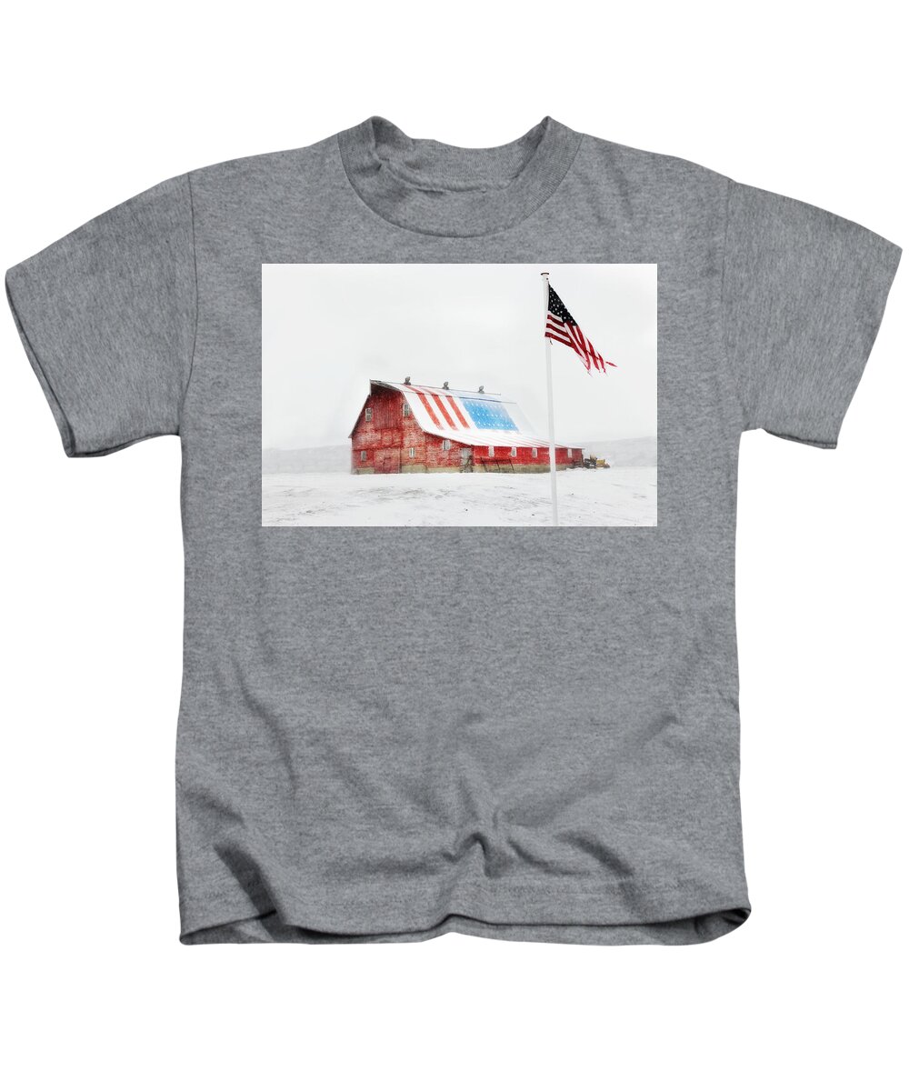 Barn Addict Kids T-Shirt featuring the photograph Brisk American Morning by Julie Hamilton