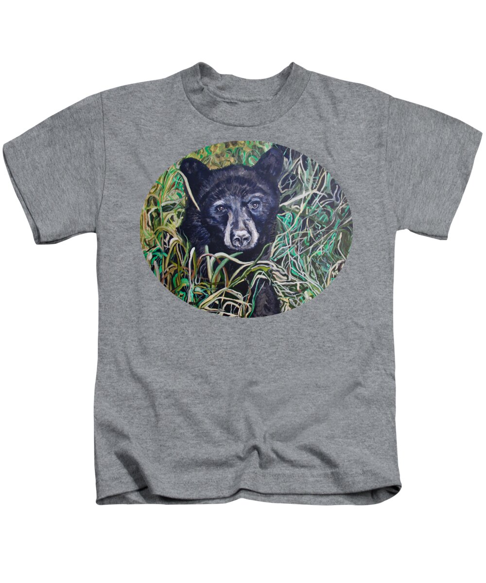 Black Bear Kids T-Shirt featuring the painting Buford by Tom Roderick