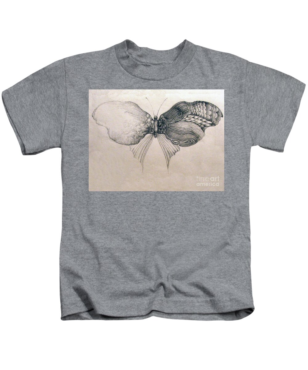 Pencil Kids T-Shirt featuring the drawing Butterfly for Jeffrey by Rosanne Licciardi