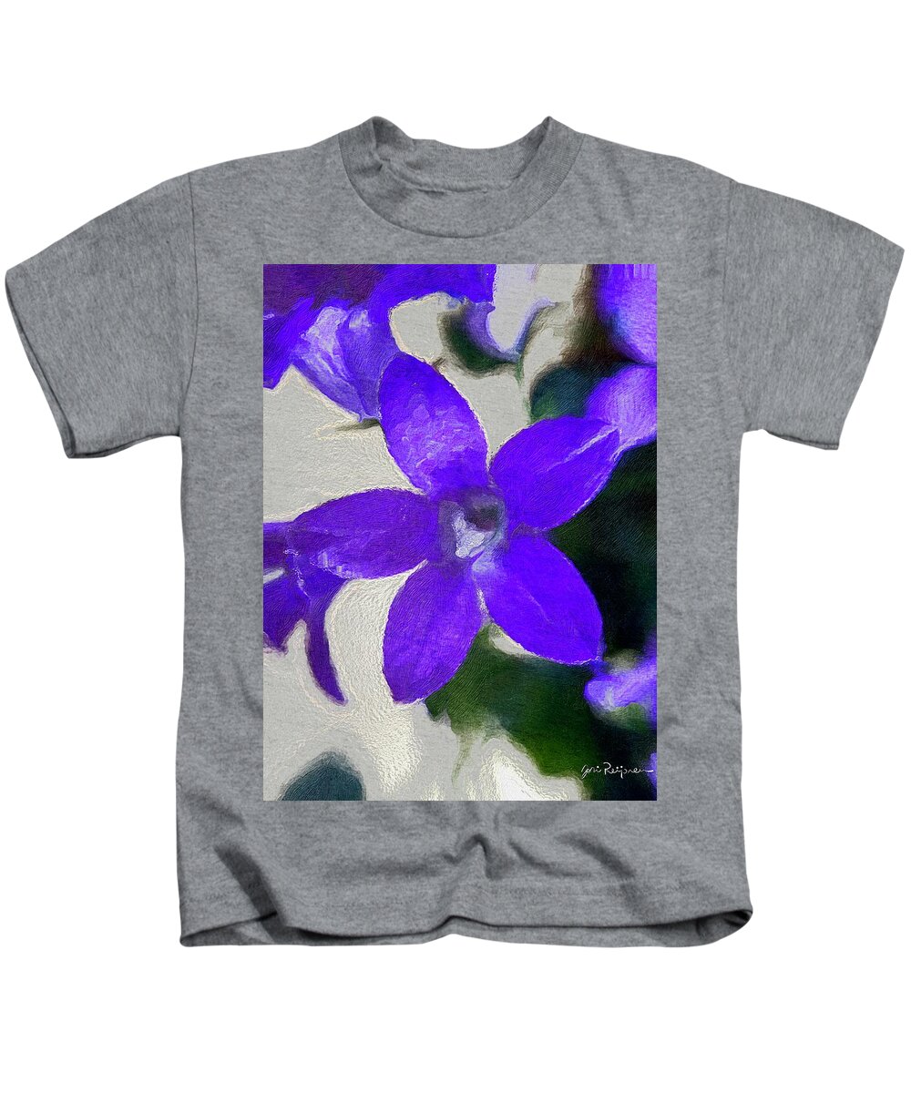 Brushstroke Kids T-Shirt featuring the photograph Campanula Flower by Jori Reijonen