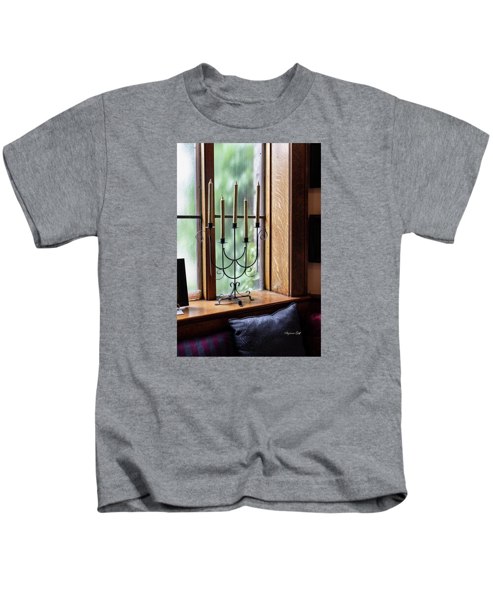 Photograph Kids T-Shirt featuring the photograph Candlelight Nook by Suzanne Gaff
