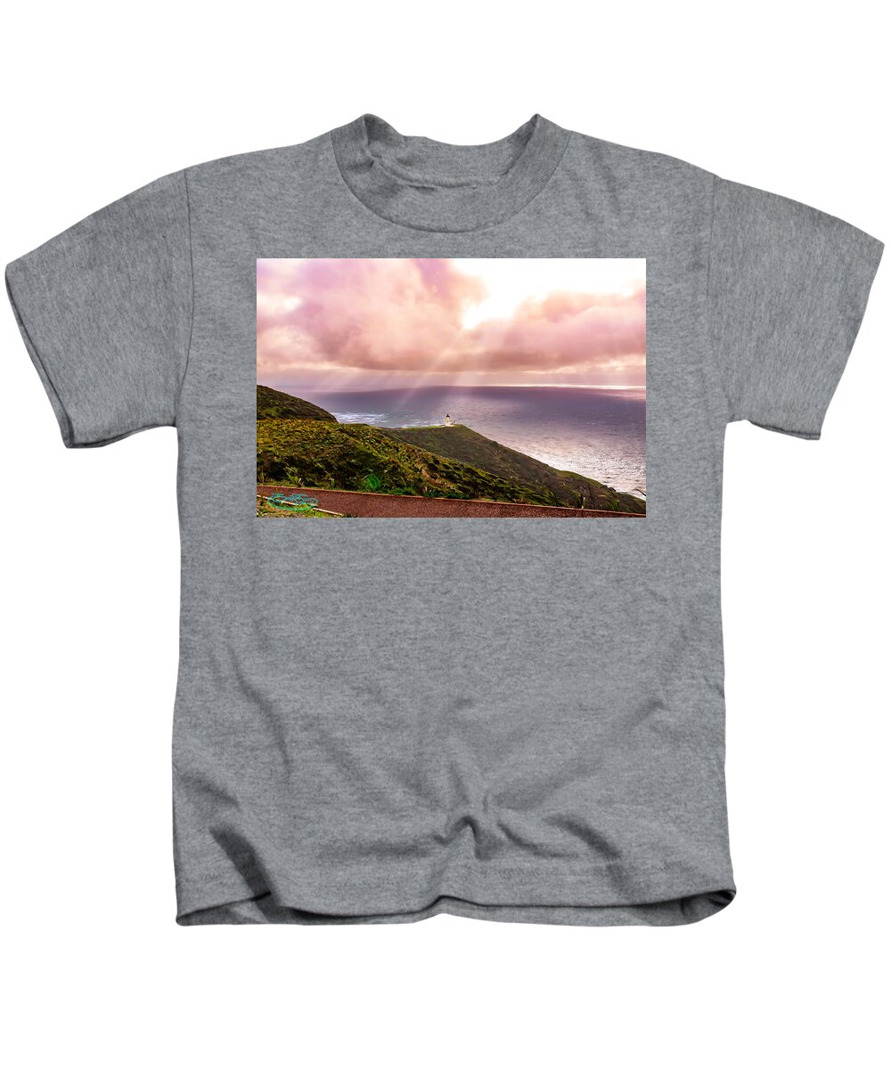Cape Reinga Kids T-Shirt featuring the photograph Cape Reinga Lighthouse by John Marr