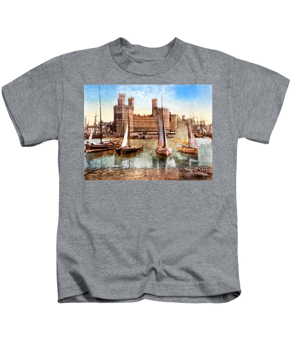 Wales Kids T-Shirt featuring the photograph Carnarvon Castle Wales by Carlos Diaz