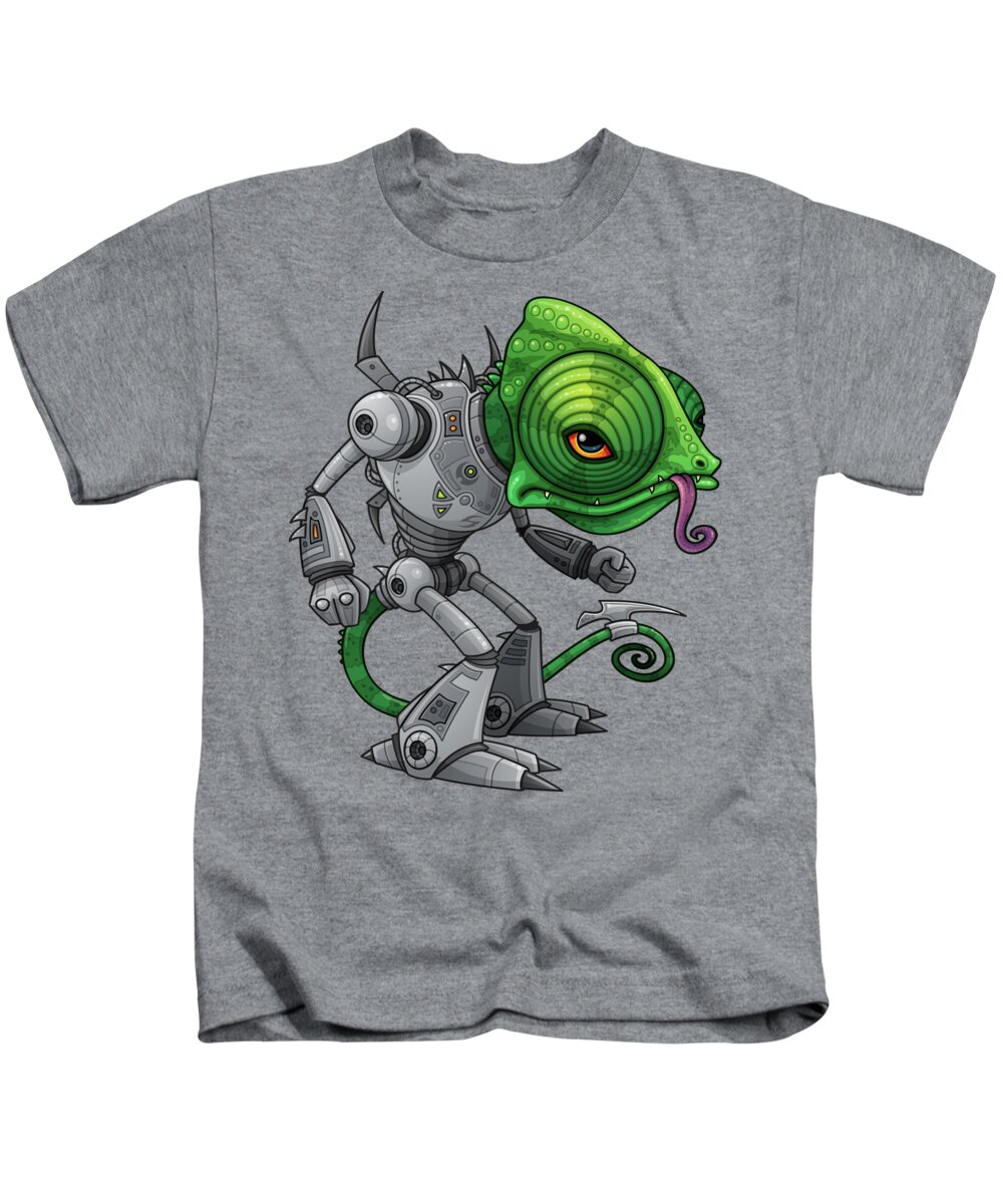 Lizard Kids T-Shirt featuring the digital art Chameleozoid by John Schwegel