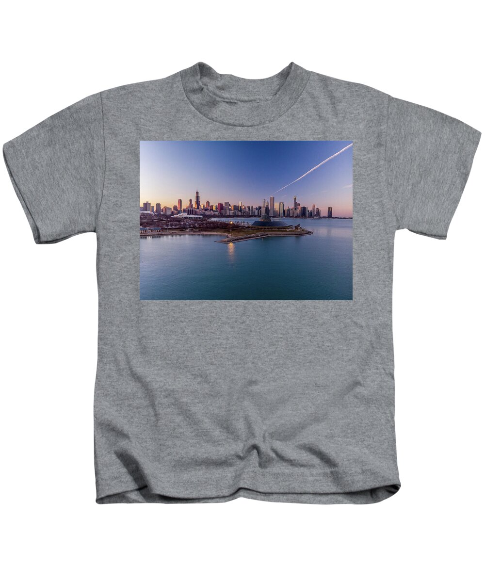 Chicago Kids T-Shirt featuring the photograph Chicago Skyline over Planetarium by Bobby K